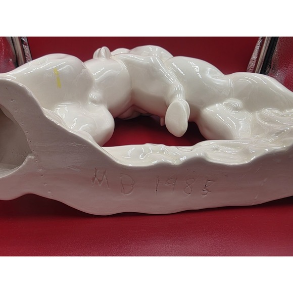 Vintage 1983/85 White Ceramic Horses Statue Signed 12.5" Equestrian Decor Rare - Picture 10 of 16